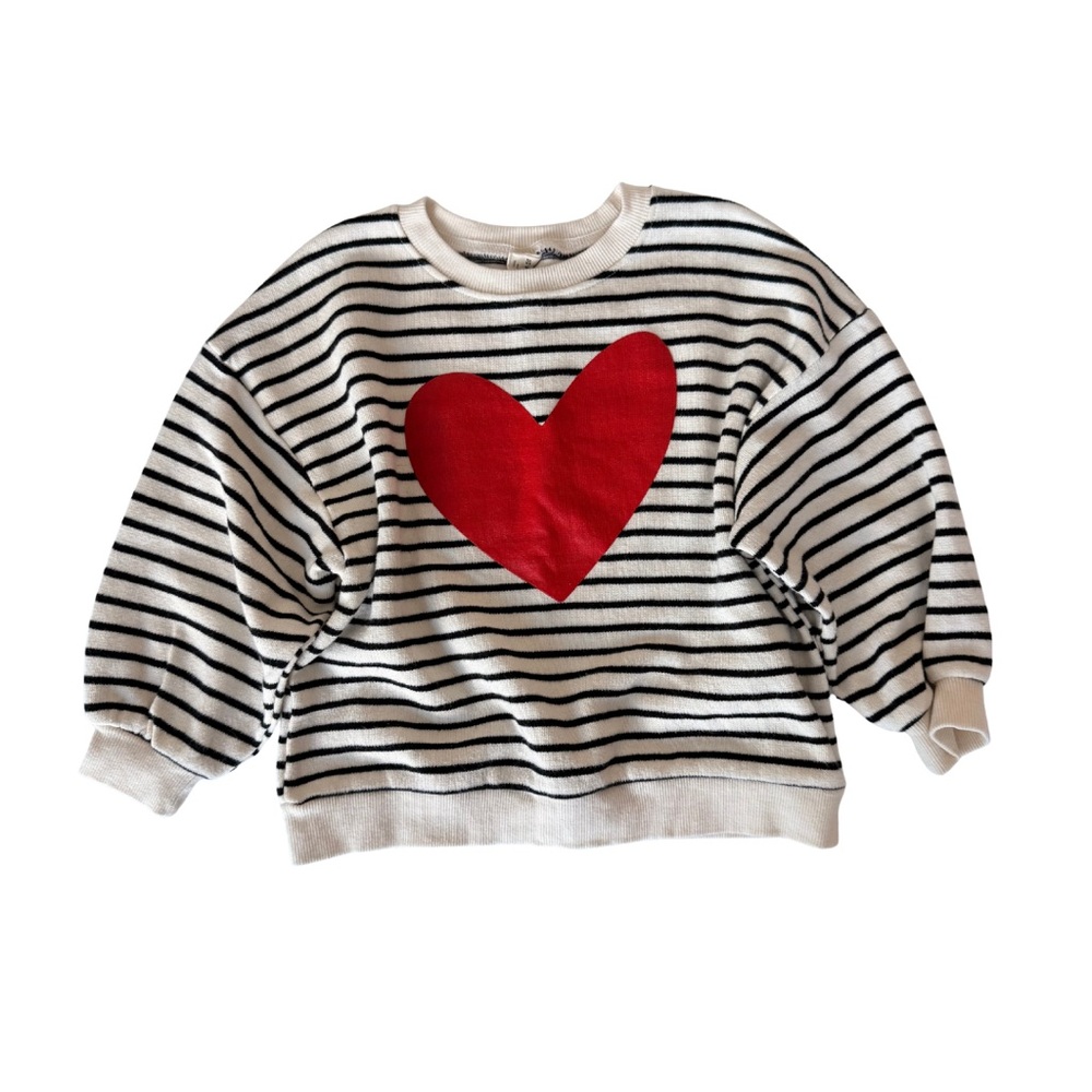 Striped Sweatshirt with Red Heart